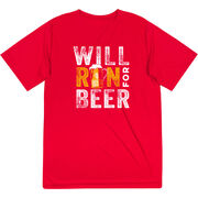 Men's Running Short Sleeve Performance Tee - Will Run For Beer