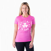 Running Women's Everyday Tee - Kiss Me I am a Runner Shamrock