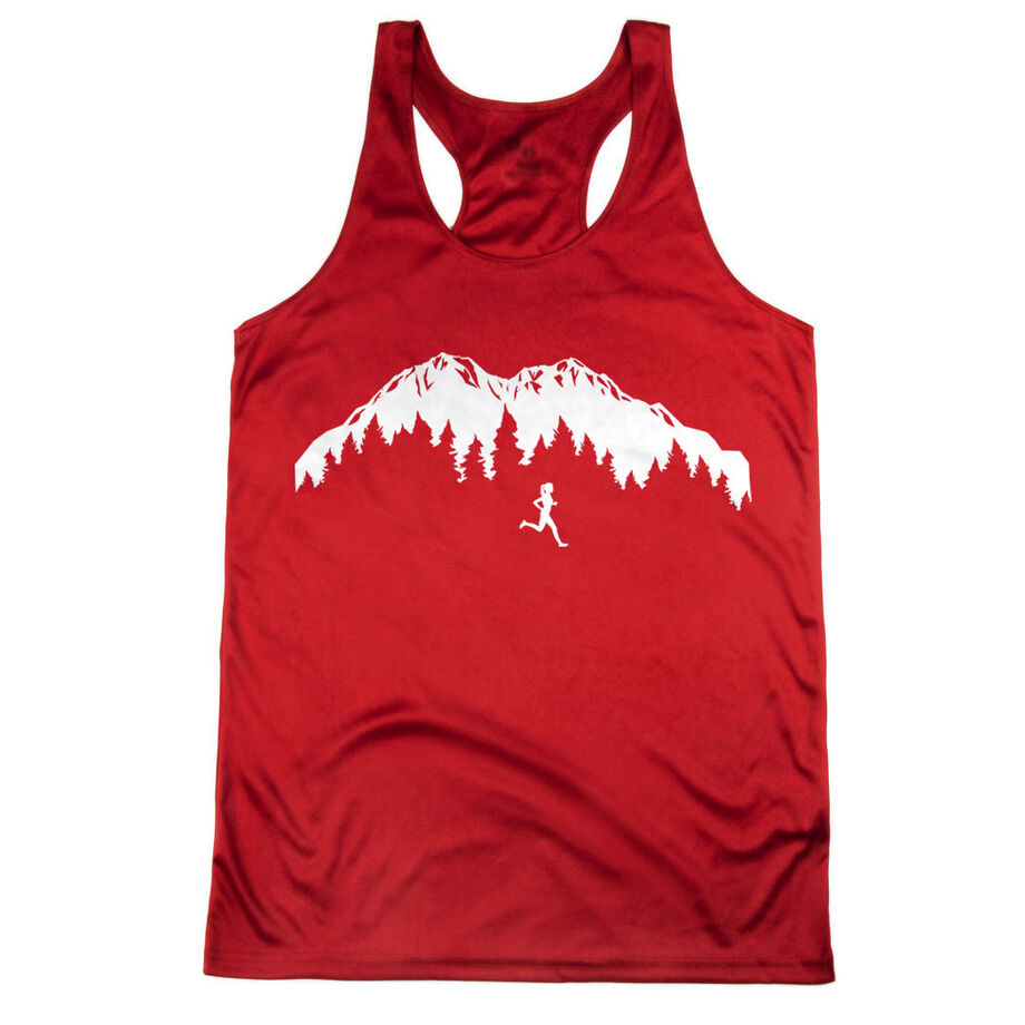 Women's Racerback Performance Tank Top - Trail Runner in the Mountains
