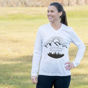 Women's Long Sleeve Tech Tee - Life's Short Run Long (Mountains)