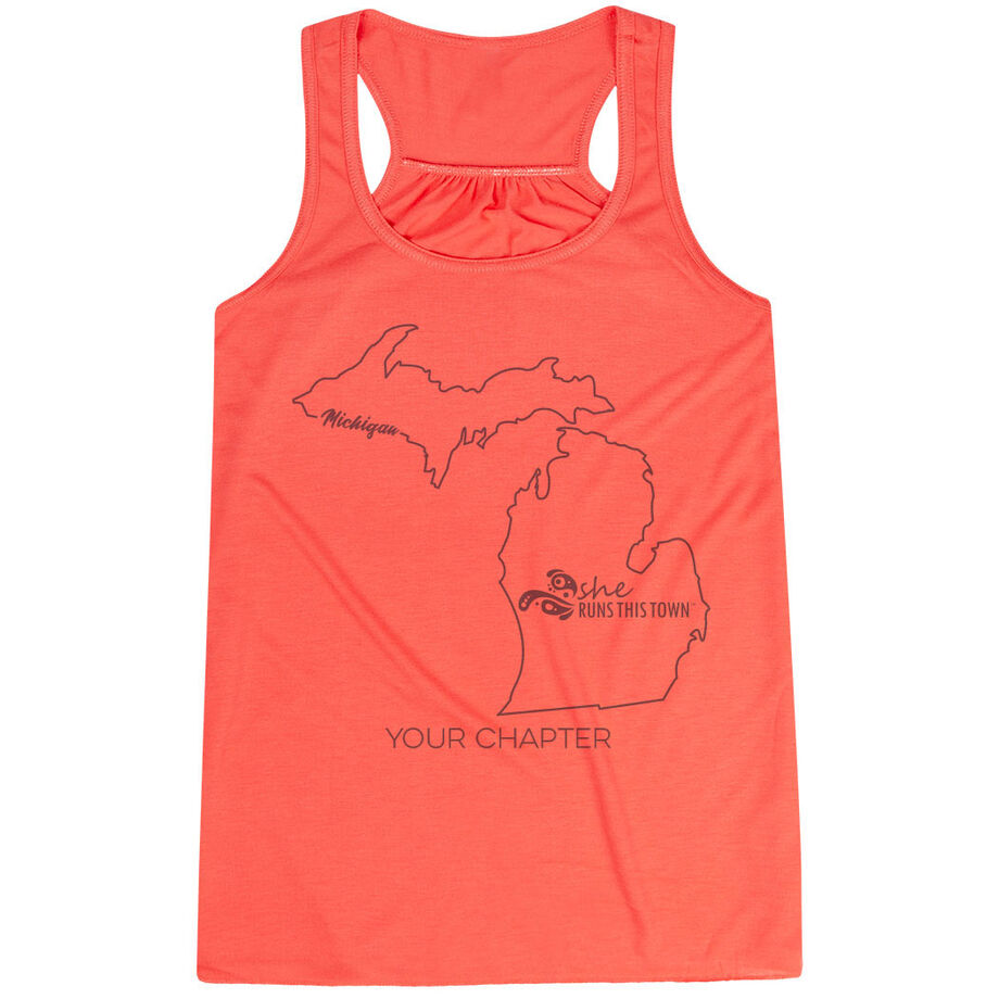 Flowy Racerback Tank Top - She Runs This Town Michigan Runner