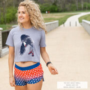 Running Short Sleeve Crop Tee - Because of The Brave