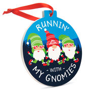 Running Round Ceramic Ornament - Runnin' with My Gnomies