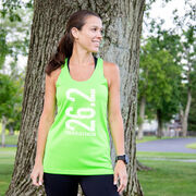 Women's Racerback Performance Tank Top - 26.2 Marathon Vertical