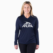 Women's Long Sleeve Tech Tee - Gone For a Run&reg; White Logo