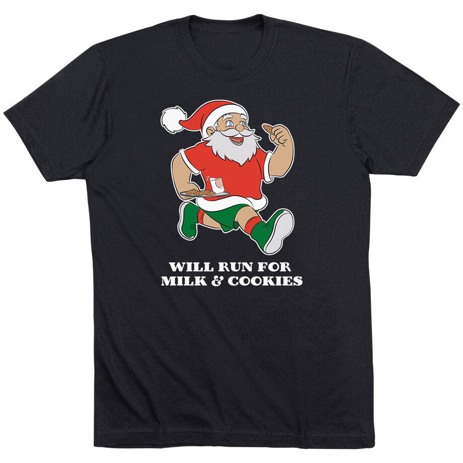 Running Short Sleeve T-Shirt - Will Run for Milk and Cookies