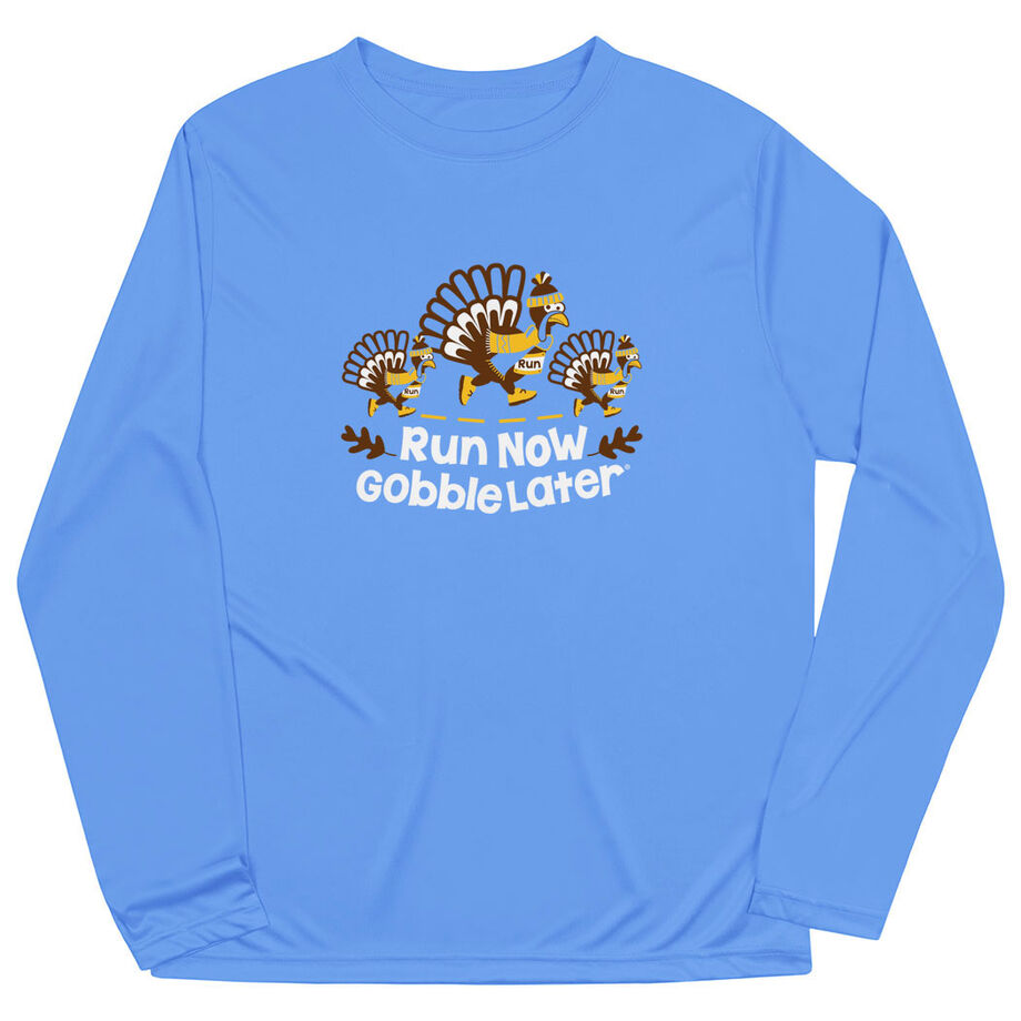 Men's Running Long Sleeve Performance Tee - Run Now Gobble Later Turkey Trot