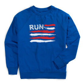 Running Raglan Crew Neck Sweatshirt - Run For The Red White and Blue