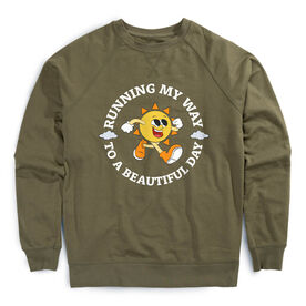 Running Raglan Crew Neck Sweatshirt - Running My Way to a Beautiful Day