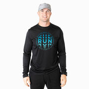 Men's Running Long Sleeve Performance Tee - Eat Sleep Run Repeat