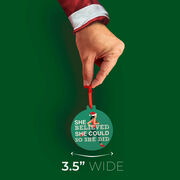 Running Round Ceramic Ornament - She Believed She Could So She Did Santa Runner