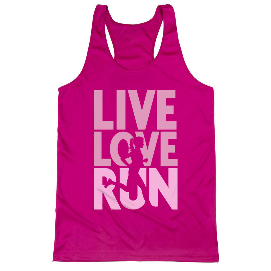 Women's Racerback Performance Tank Top - Live Love Run Silhouette [Adult X-Small/Pink] - SS