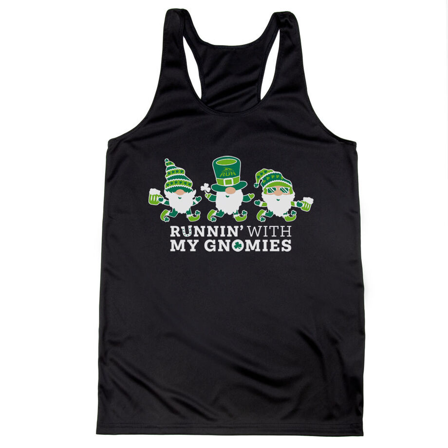Women's Racerback Performance Tank Top - Runnin' With My Gnomies - Lucky