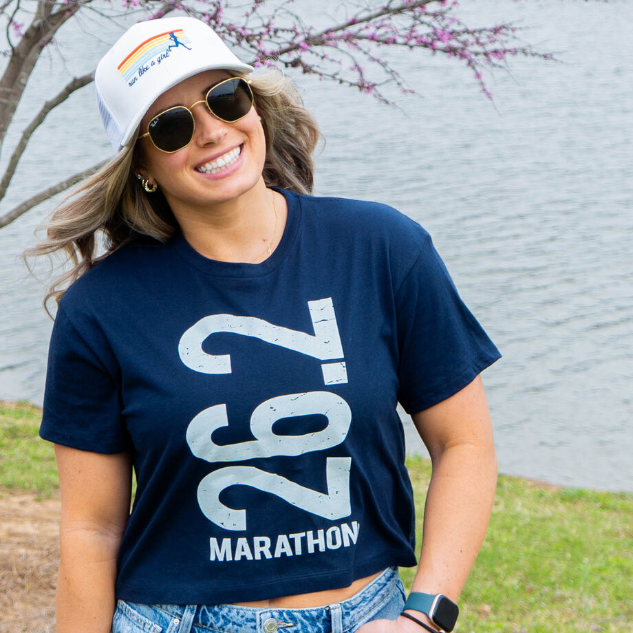 Running Short Sleeve Crop Tee - 26.2 Marathon Vertical