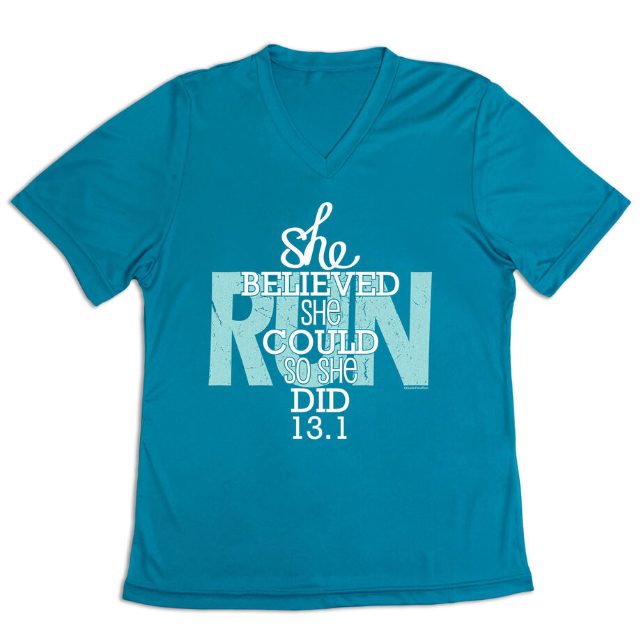 Women's Short Sleeve Tech Tee - She Believed She Could So She Did 13.1