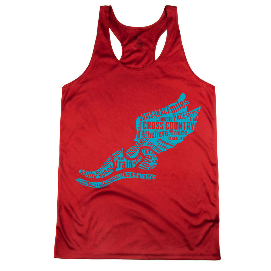 Women's Racerback Performance Tank Top - Winged Foot Inspirational Words