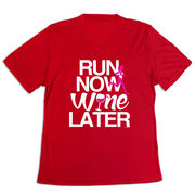 Women's Short Sleeve Tech Tee - Run Now Wine Later (Bold)