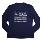 Women's Long Sleeve Tech Tee - We Run Free Because of the Brave