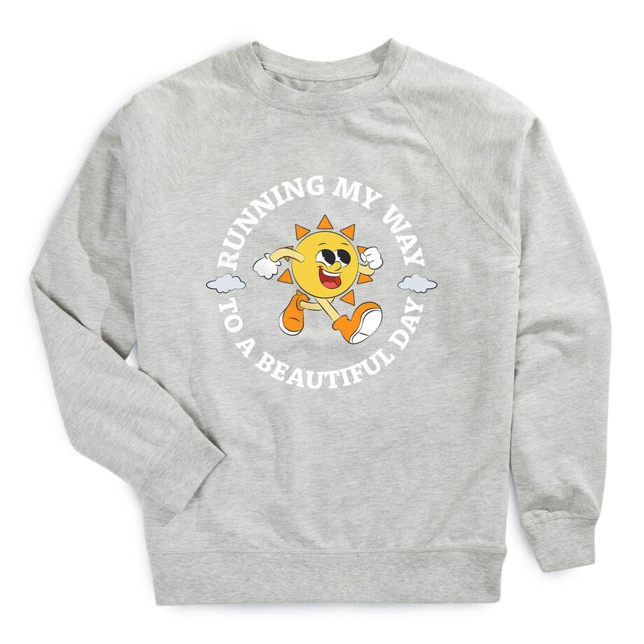 Running Raglan Crew Neck Sweatshirt - Running My Way to a Beautiful Day