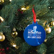 Running Round Ceramic Ornament - She Believed She Could So She Did (Blue)