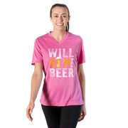 Women's Short Sleeve Tech Tee - Will Run For Beer