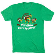 Running Short Sleeve T-Shirt - Run Now Gobble Later Turkey Trot