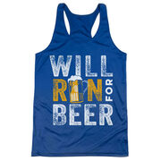 Women's Racerback Performance Tank Top - Will Run For Beer