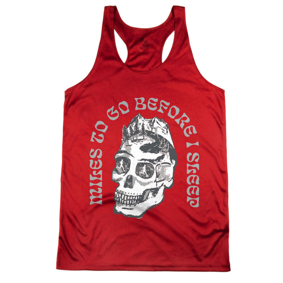 Women's Racerback Performance Tank Top - Miles To Go Before I Sleep - Skull