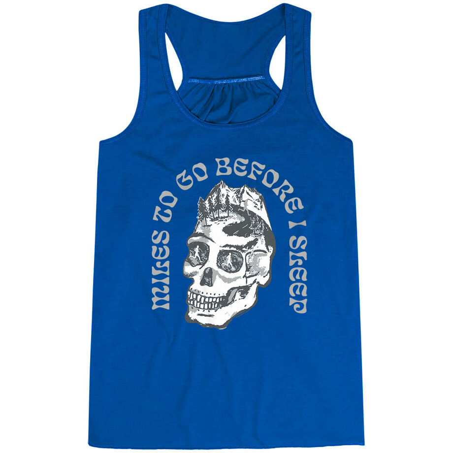 Flowy Racerback Tank Top - Miles To Go Before I Sleep - Skull