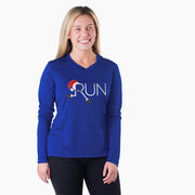 Women's Long Sleeve Tech Tee - Let's Run For Christmas