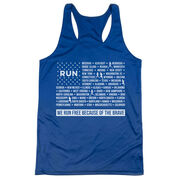 Women's Racerback Performance Tank Top - We Run Free Because of the Brave
