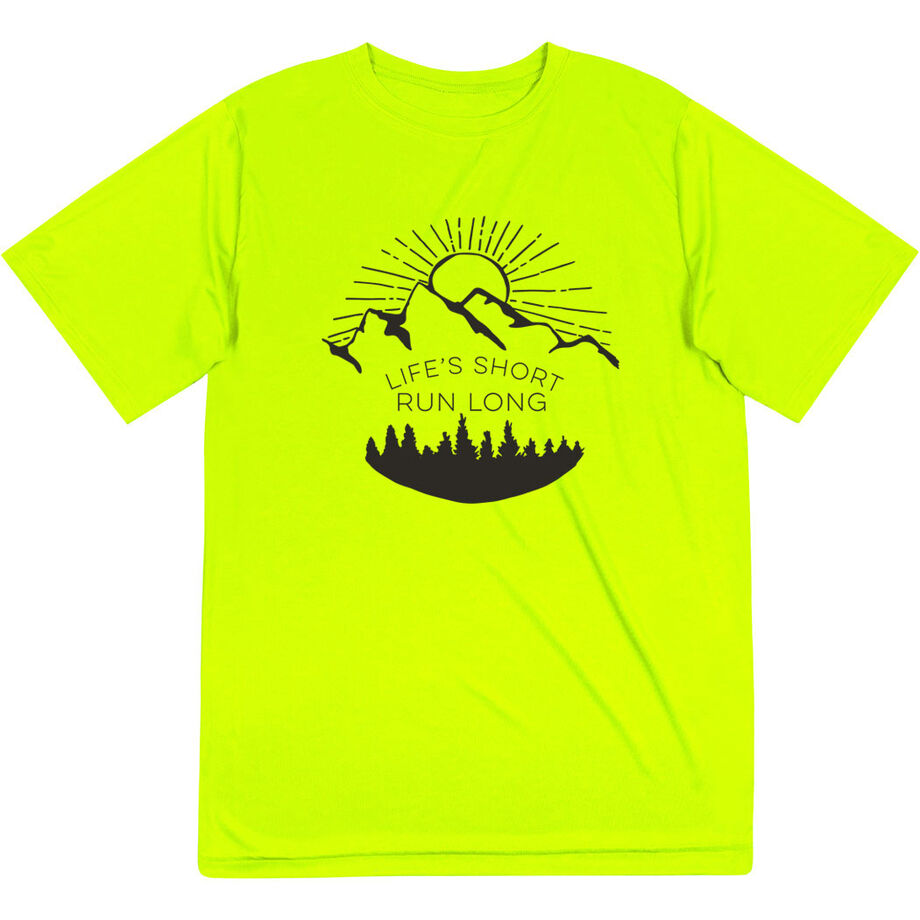 Men's Running Short Sleeve Tech Tee - Life's Short Run Long (Mountains)
