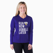 Women's Long Sleeve Tech Tee - Run Now Gobble Later (Bold)