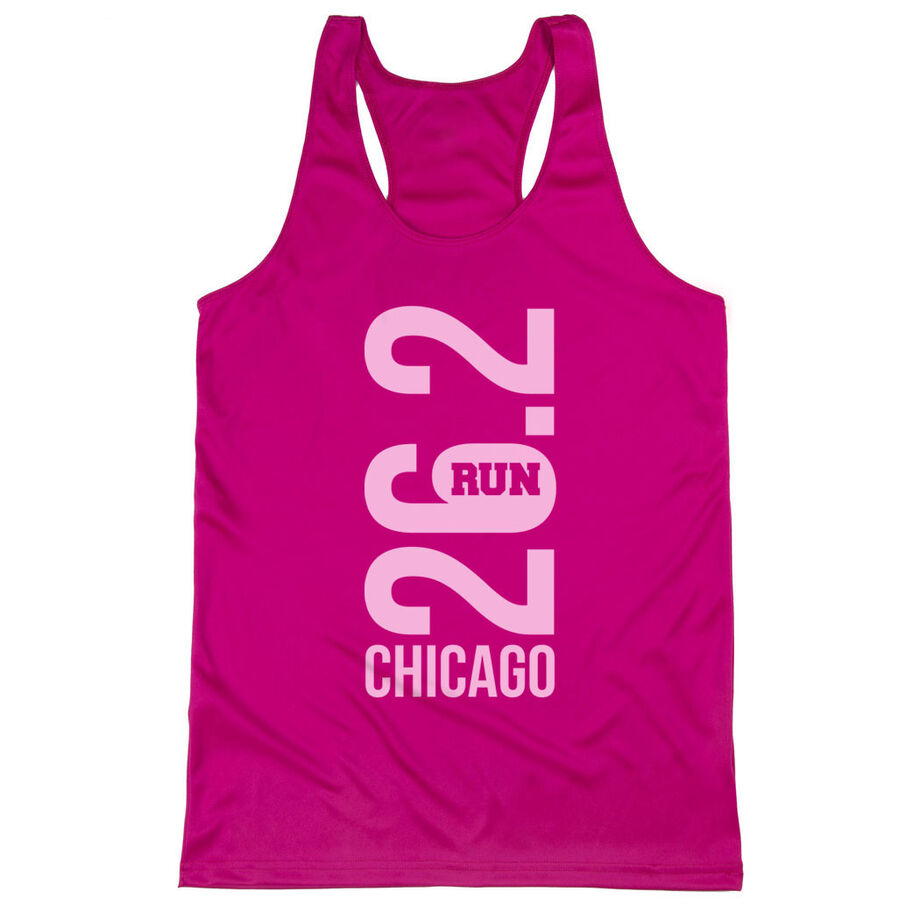 Women's Racerback Performance Tank Top - Chicago 26.2 Vertical