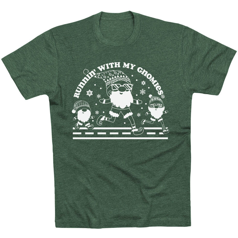 Running Short Sleeve T-Shirt - Runnin' With My Gnomies® - Christmas 2023