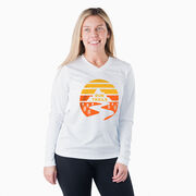 Women's Long Sleeve Tech Tee - Run Trails Sunset