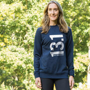 Running Raglan Crew Neck Pullover - 13.1 Half Marathon Vertical