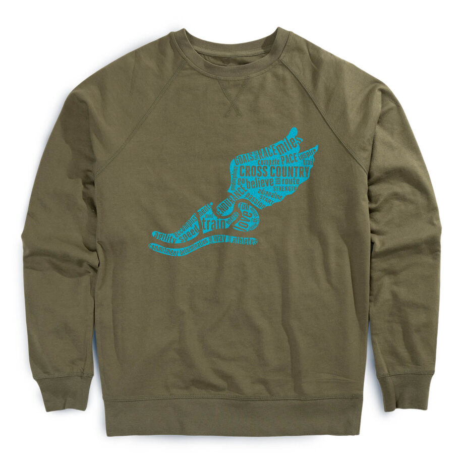 Cross Country Raglan Crew Neck Pullover - Winged Foot Inspirational Words
