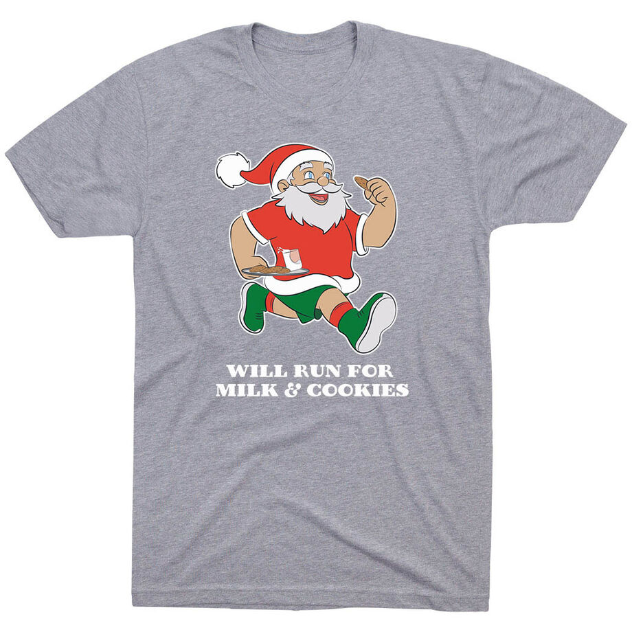 Running Short Sleeve T-Shirt - Will Run for Milk and Cookies