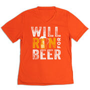 Women's Short Sleeve Tech Tee - Will Run For Beer