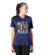 Women's Short Sleeve Tech Tee - Will Run For Beer