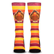 Running Woven Mid-Calf Socks - Run Now Gobble Later (Yellow/Orange/Brown)