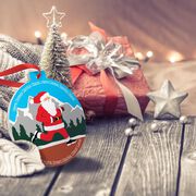Running Round Ceramic Ornament - Here Comes Santa Claus