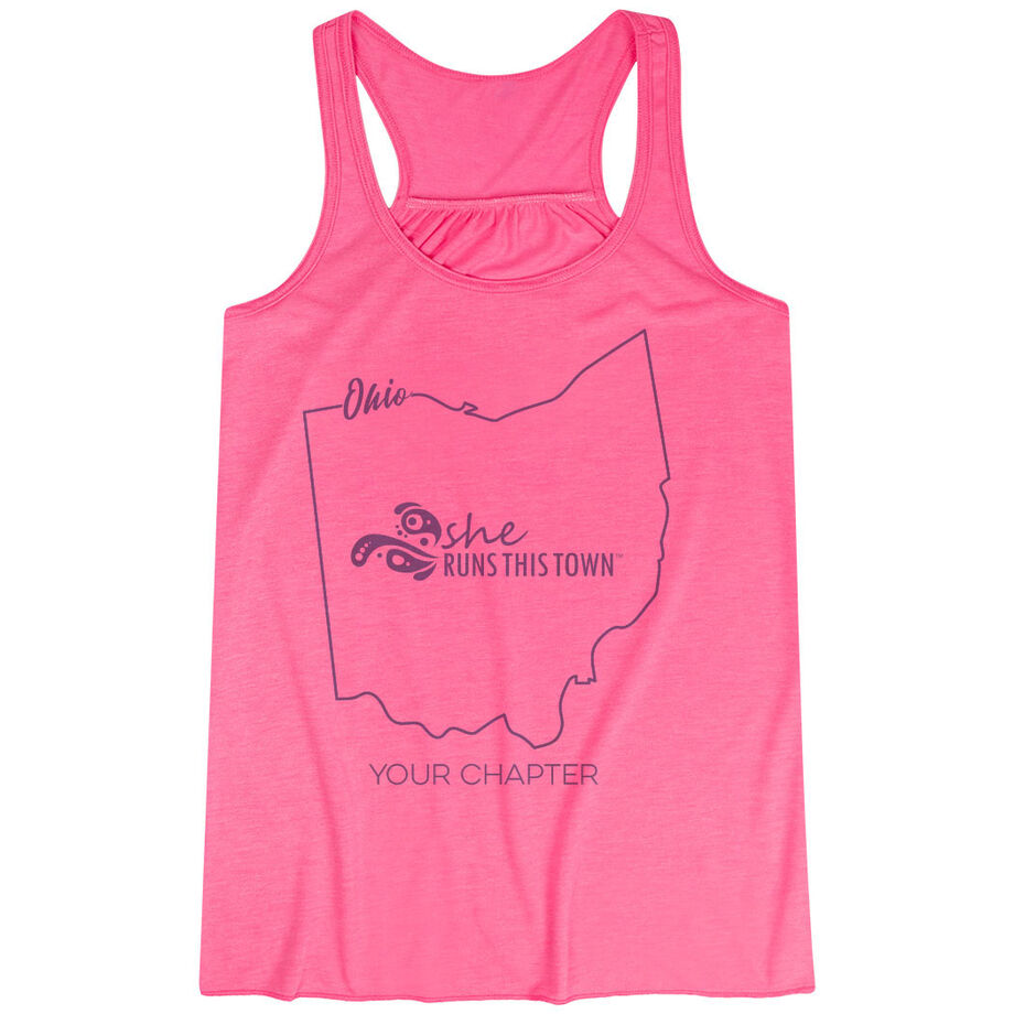 Flowy Racerback Tank Top - She Runs This Town Ohio Runner - Personalization Image