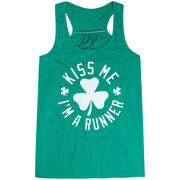 Running Flowy Racerback Tank Top - Kiss Me I am a Runner Shamrock