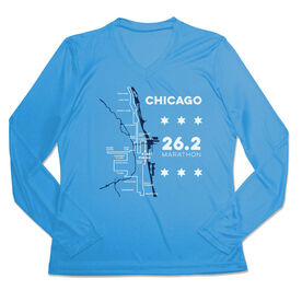 Women's Long Sleeve Tech Tee - Chicago Route [Adult X-Small/Carolina] - SS