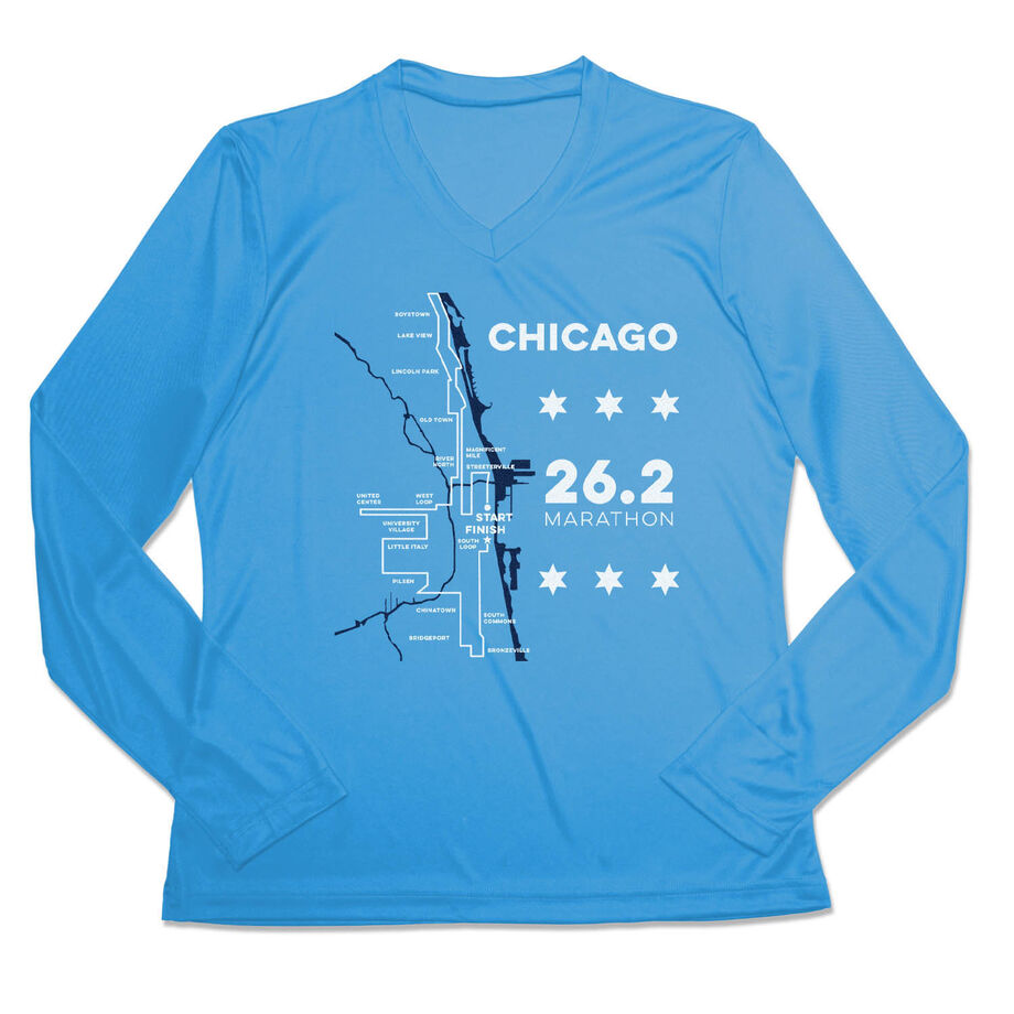 Women's Long Sleeve Tech Tee - Chicago Route [Adult X-Small/Carolina] - SS