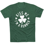 Running Short Sleeve T-Shirt - Kiss Me I am a Runner Shamrock