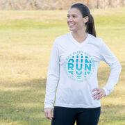 Women's Long Sleeve Tech Tee - Eat Sleep Run Repeat