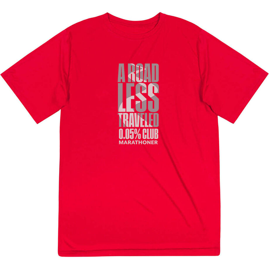 Men's Running Short Sleeve Performance Tee - A Road Less Traveled - Marathoner